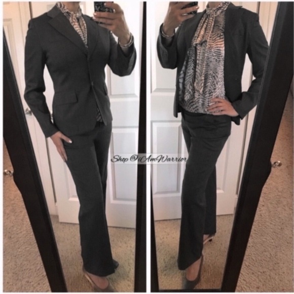 Ann Taylor Loft charcoal gray 2 piece pantsuit *shop@iamwarrior - Picture 1 of 8